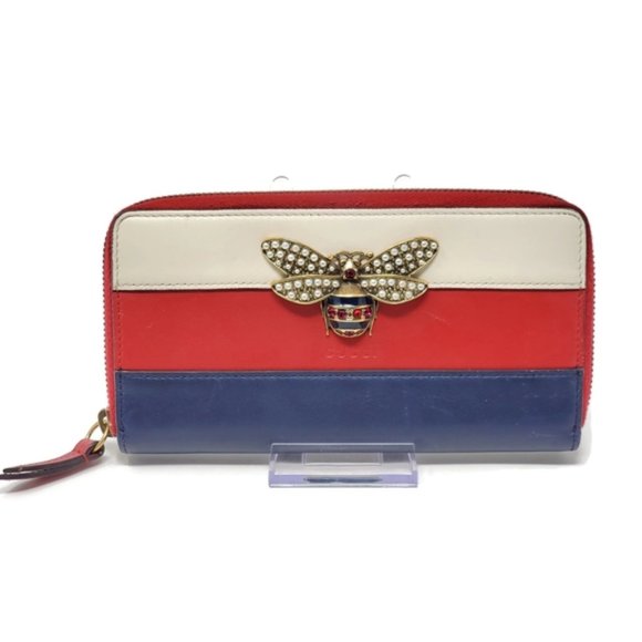 100% Auth Gucci  Margaret Bee Zippy Leather Wallet - Picture 1 of 14